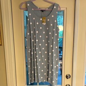 Suzanne Betro Blue Polka Dot Maxi Sleeveless Dress